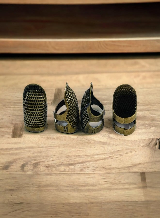 Moira Pack of 4 Adjustable Brass Finger Protector Thimble for Sewing Embroidery Needlework (Brass) - Image 3
